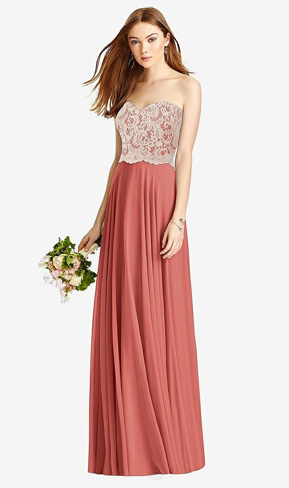 Front View - Coral Pink & Cameo Studio Design Bridesmaid Dress 4529