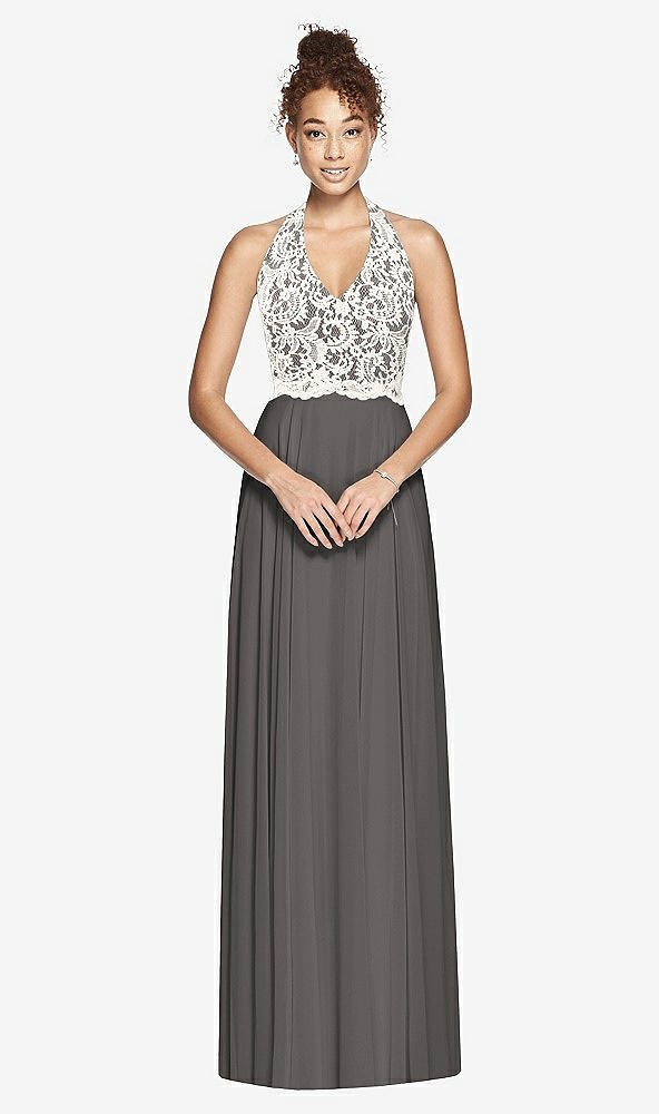 Front View - Caviar Gray & Ivory Studio Design Bridesmaid Dress 4530