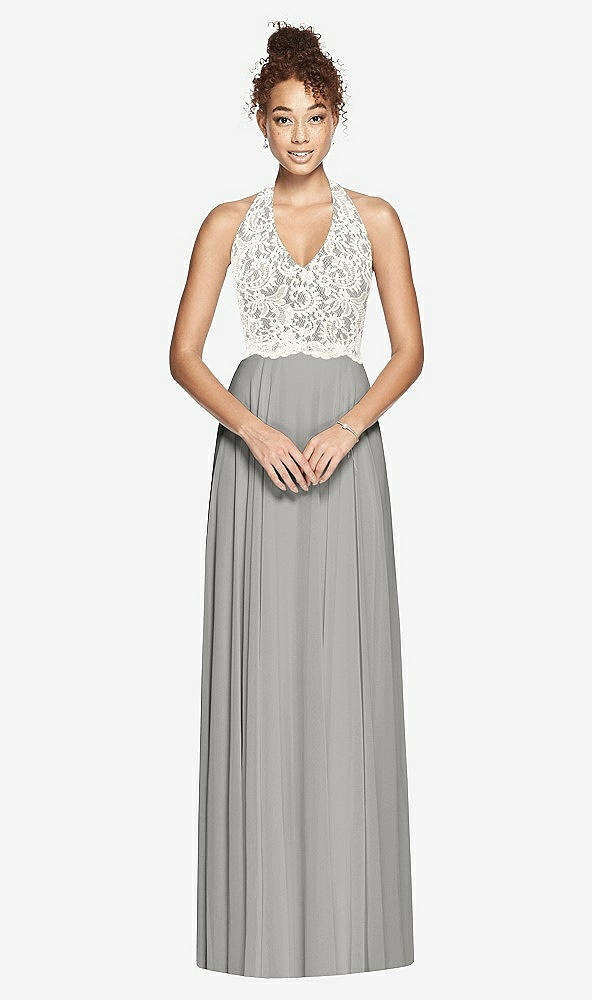 Front View - Chelsea Gray & Ivory Studio Design Bridesmaid Dress 4530