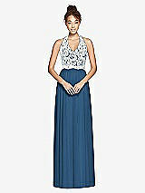 Front View Thumbnail - Dusk Blue & Ivory Studio Design Bridesmaid Dress 4530