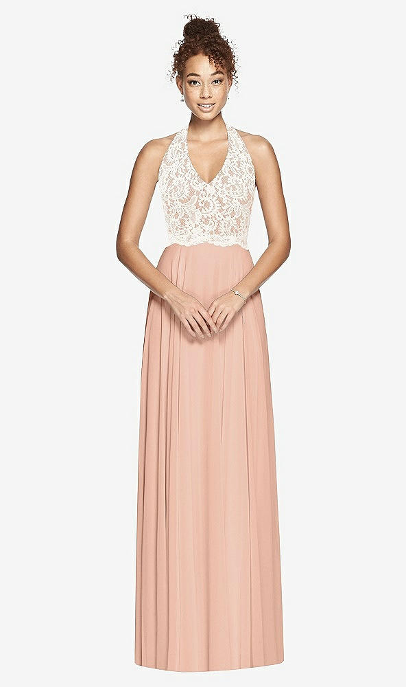 Front View - Pale Peach & Ivory Studio Design Bridesmaid Dress 4530