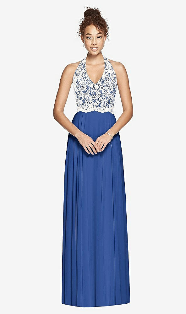 Front View - Classic Blue & Ivory Studio Design Bridesmaid Dress 4530