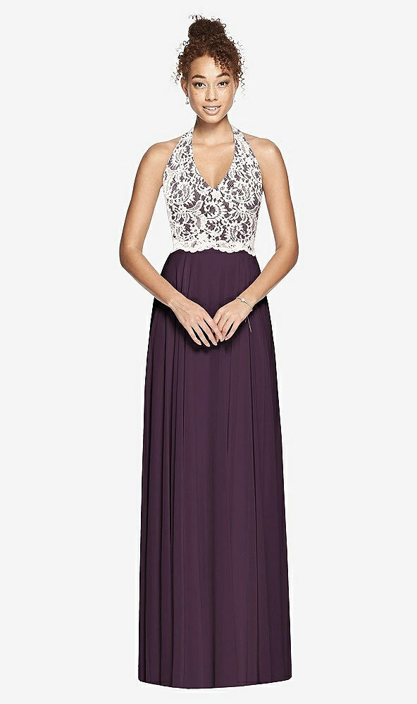 Front View - Aubergine & Ivory Studio Design Bridesmaid Dress 4530