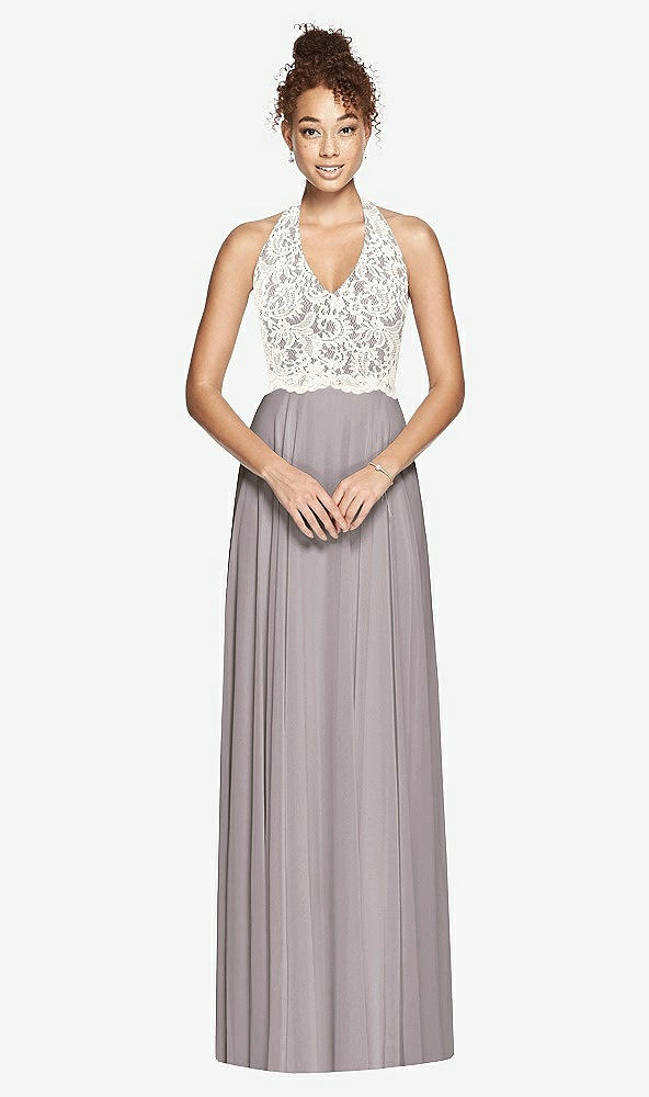 Front View - Cashmere Gray & Ivory Studio Design Bridesmaid Dress 4530