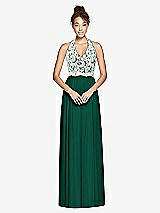 Front View Thumbnail - Hunter Green & Ivory Studio Design Bridesmaid Dress 4530