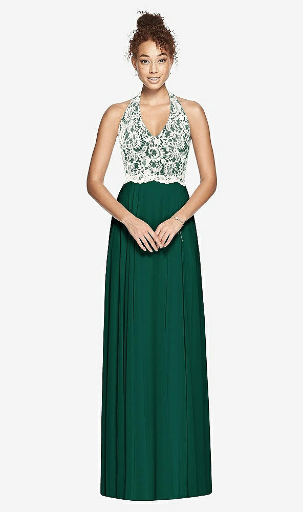 Front View - Hunter Green & Ivory Studio Design Bridesmaid Dress 4530
