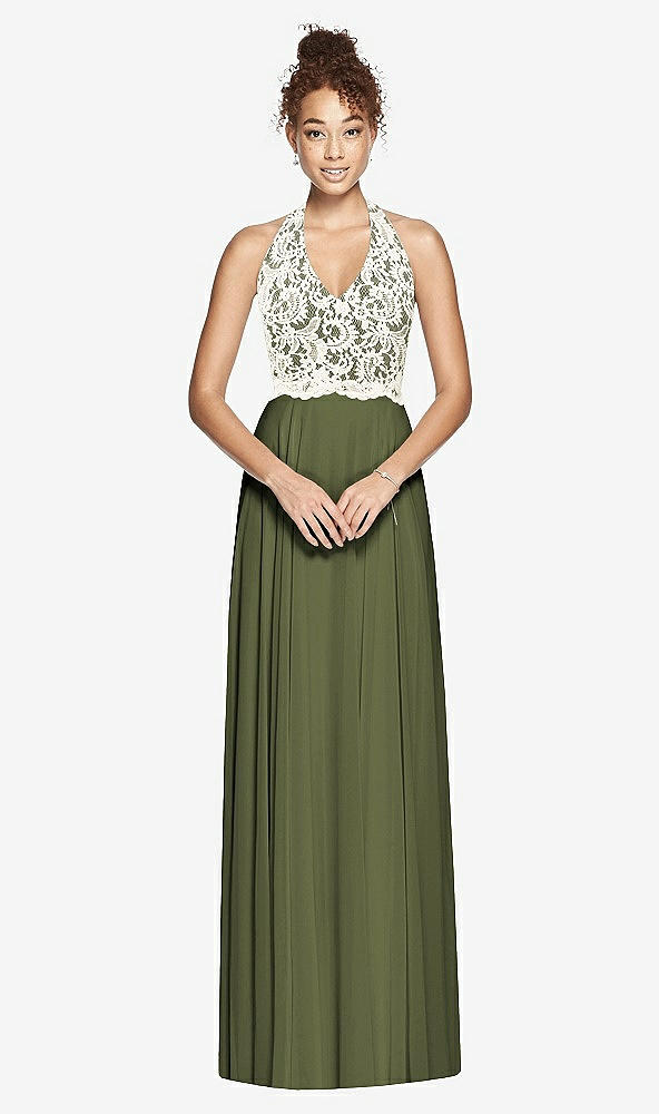 Front View - Olive Green & Ivory Studio Design Bridesmaid Dress 4530