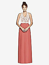 Front View Thumbnail - Coral Pink & Ivory Studio Design Bridesmaid Dress 4530