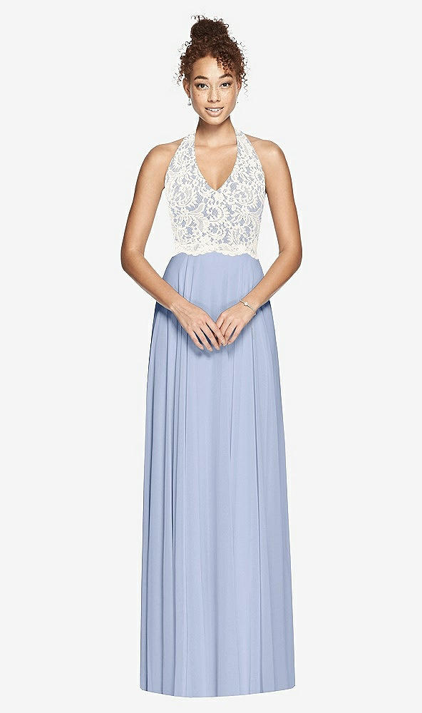 Front View - Sky Blue & Ivory Studio Design Bridesmaid Dress 4530
