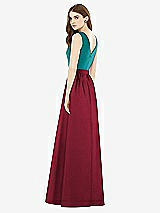 Rear View Thumbnail - Burgundy & Jade Alfred Sung Bridesmaid Dress D752