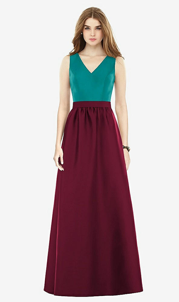 Front View - Cabernet & Jade Alfred Sung Bridesmaid Dress D752