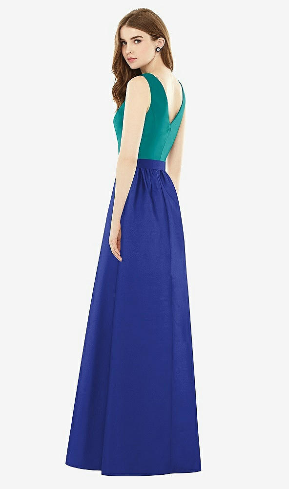 Back View - Cobalt Blue & Jade Alfred Sung Bridesmaid Dress D752