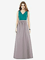 Front View Thumbnail - Cashmere Gray & Jade Alfred Sung Bridesmaid Dress D752