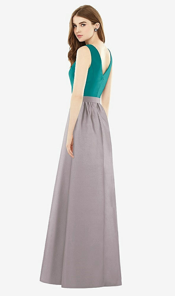 Back View - Cashmere Gray & Jade Alfred Sung Bridesmaid Dress D752