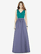 Front View Thumbnail - French Blue & Jade Alfred Sung Bridesmaid Dress D752