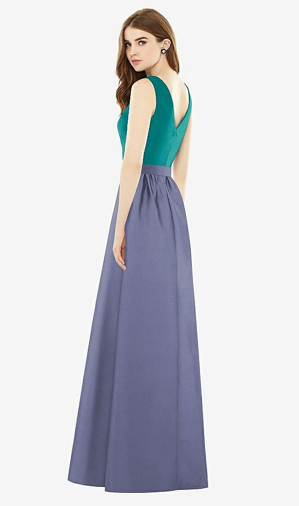 Back View - French Blue & Jade Alfred Sung Bridesmaid Dress D752