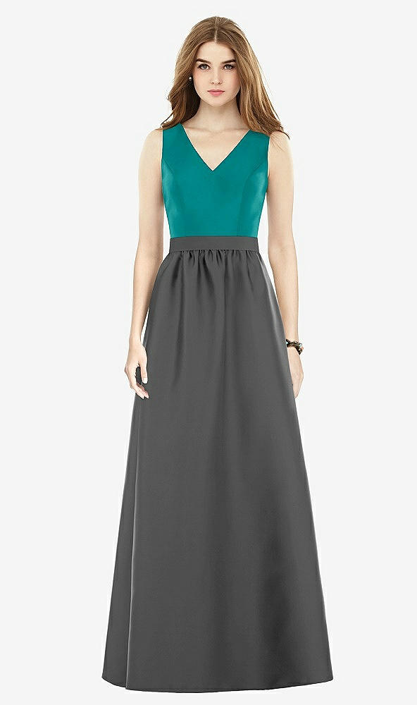 Front View - Pewter & Jade Alfred Sung Bridesmaid Dress D752