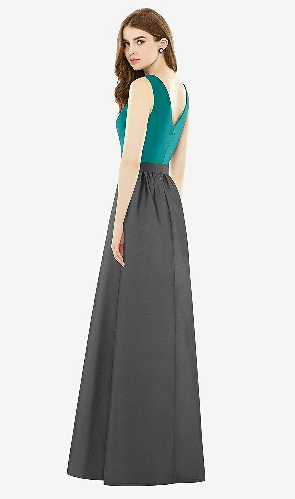 Back View - Pewter & Jade Alfred Sung Bridesmaid Dress D752
