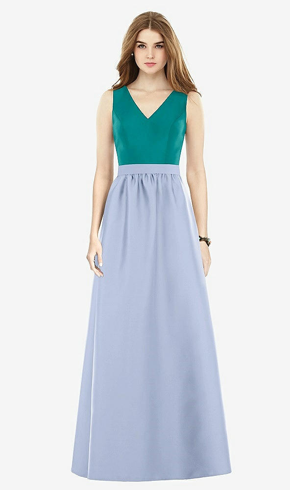Front View - Sky Blue & Jade Alfred Sung Bridesmaid Dress D752