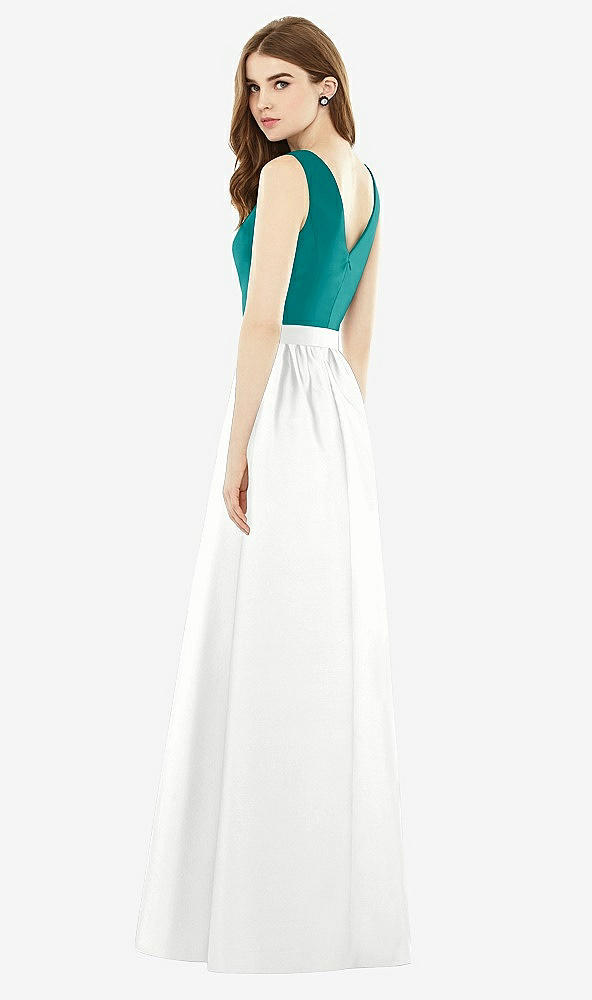 Back View - White & Jade Alfred Sung Bridesmaid Dress D752