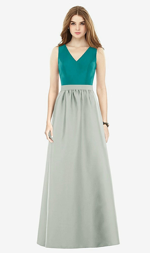 Front View - Willow Green & Jade Alfred Sung Bridesmaid Dress D752