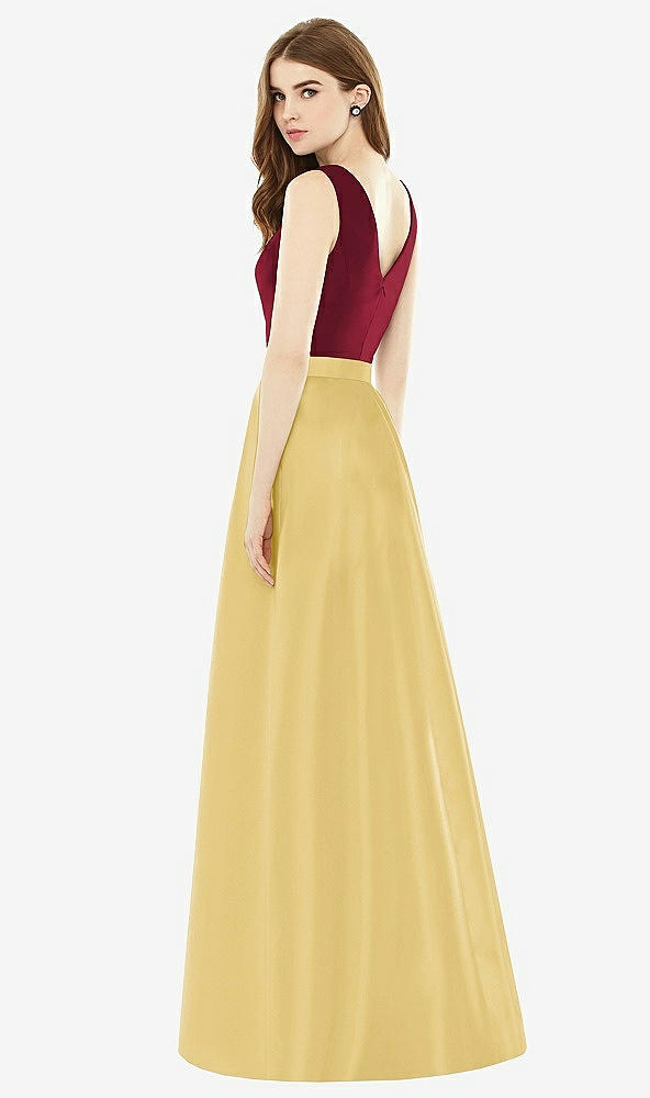 Back View - Maize & Burgundy Alfred Sung Bridesmaid Dress D753