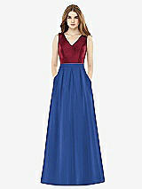 Front View Thumbnail - Classic Blue & Burgundy Alfred Sung Bridesmaid Dress D753