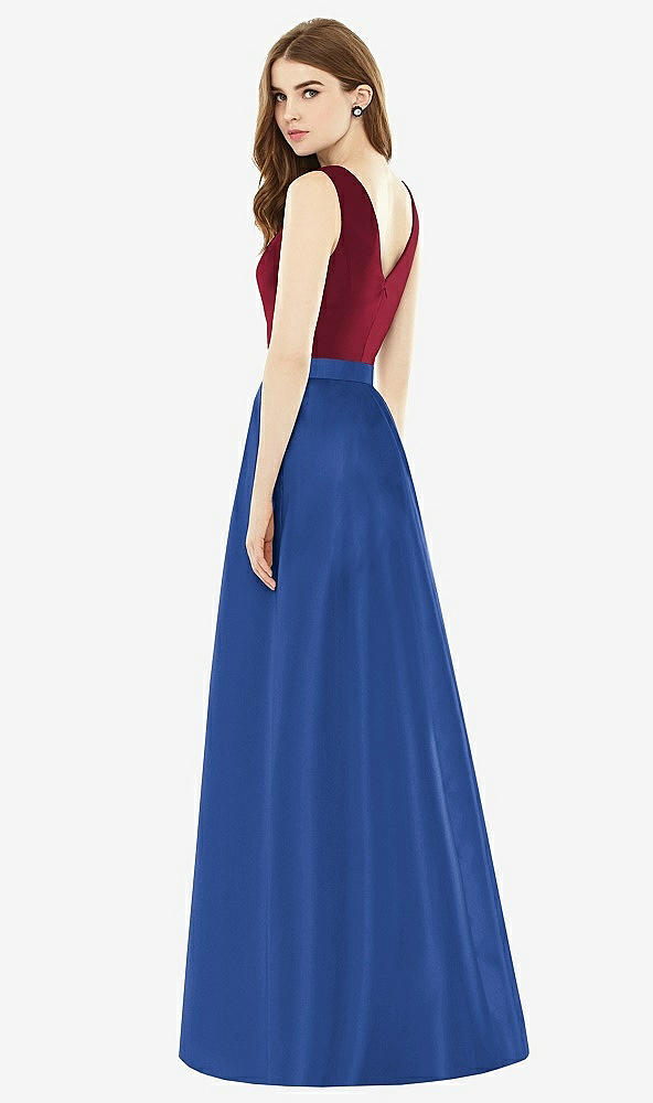 Back View - Classic Blue & Burgundy Alfred Sung Bridesmaid Dress D753