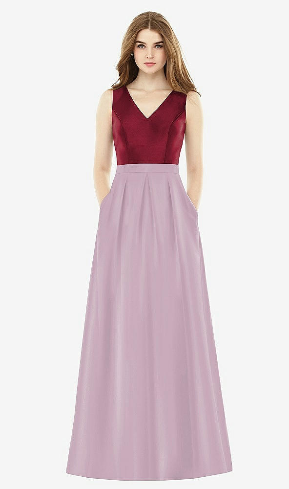 Front View - Suede Rose & Burgundy Alfred Sung Bridesmaid Dress D753