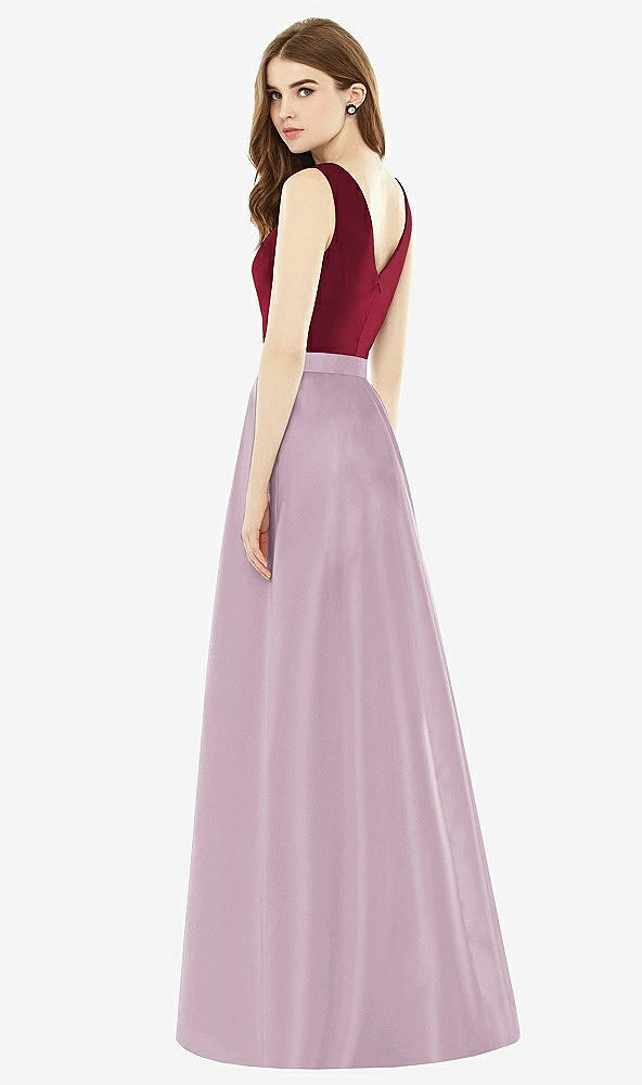 Back View - Suede Rose & Burgundy Alfred Sung Bridesmaid Dress D753