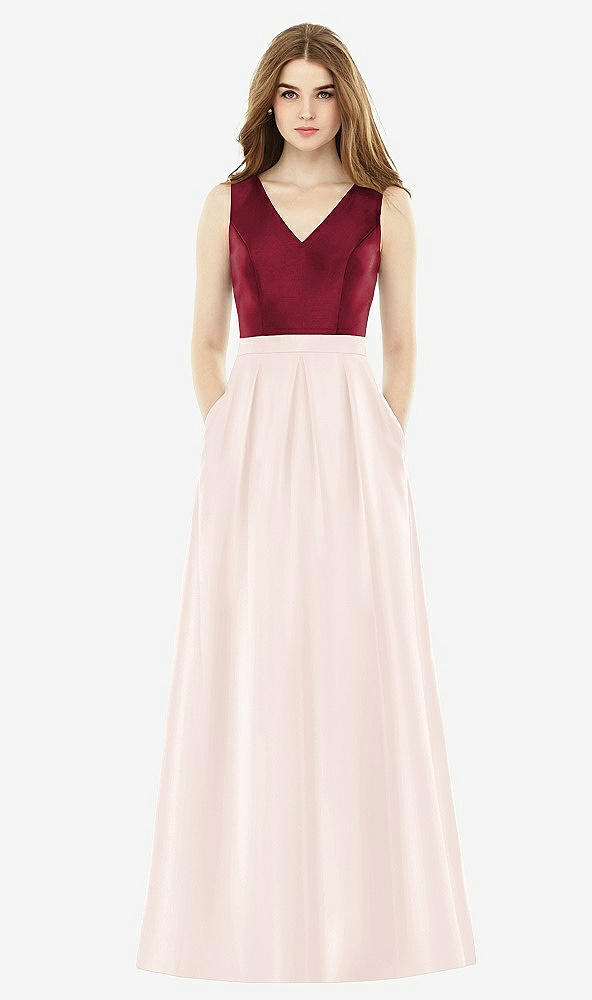 Front View - Blush & Burgundy Alfred Sung Bridesmaid Dress D753