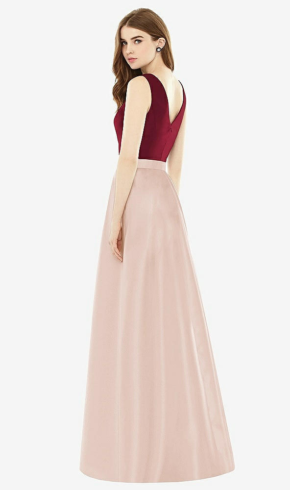Back View - Cameo & Burgundy Alfred Sung Bridesmaid Dress D753