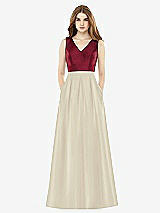 Front View Thumbnail - Champagne & Burgundy Alfred Sung Bridesmaid Dress D753