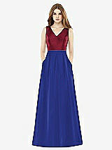 Front View Thumbnail - Cobalt Blue & Burgundy Alfred Sung Bridesmaid Dress D753
