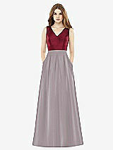 Front View Thumbnail - Cashmere Gray & Burgundy Alfred Sung Bridesmaid Dress D753