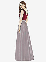 Rear View Thumbnail - Cashmere Gray & Burgundy Alfred Sung Bridesmaid Dress D753
