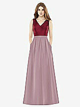 Front View Thumbnail - Dusty Rose & Burgundy Alfred Sung Bridesmaid Dress D753