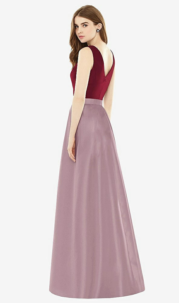 Back View - Dusty Rose & Burgundy Alfred Sung Bridesmaid Dress D753