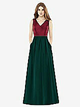 Front View Thumbnail - Evergreen & Burgundy Alfred Sung Bridesmaid Dress D753