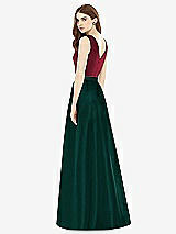 Rear View Thumbnail - Evergreen & Burgundy Alfred Sung Bridesmaid Dress D753