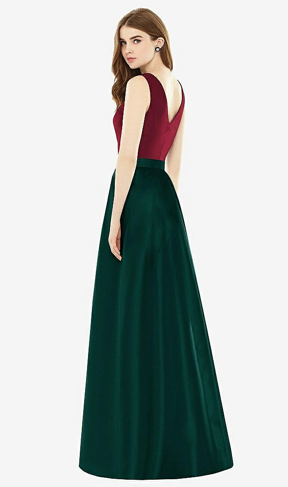 Back View - Evergreen & Burgundy Alfred Sung Bridesmaid Dress D753