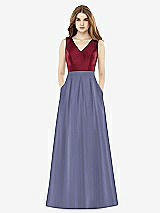 Front View Thumbnail - French Blue & Burgundy Alfred Sung Bridesmaid Dress D753