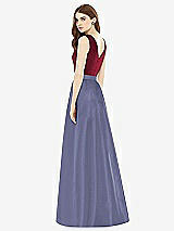 Rear View Thumbnail - French Blue & Burgundy Alfred Sung Bridesmaid Dress D753