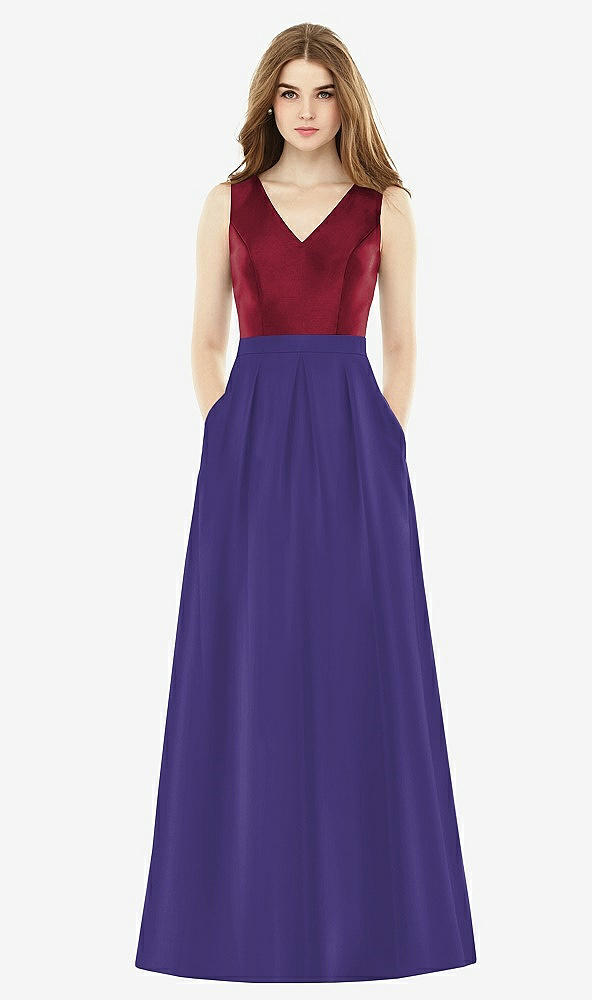 Front View - Grape & Burgundy Alfred Sung Bridesmaid Dress D753