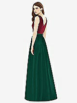 Rear View Thumbnail - Hunter Green & Burgundy Alfred Sung Bridesmaid Dress D753