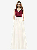 Front View Thumbnail - Ivory & Burgundy Alfred Sung Bridesmaid Dress D753