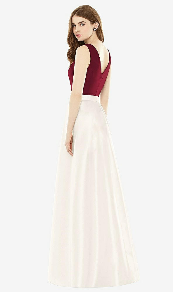 Back View - Ivory & Burgundy Alfred Sung Bridesmaid Dress D753