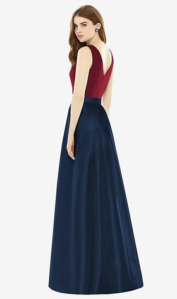 Back View - Midnight Navy & Burgundy Alfred Sung Bridesmaid Dress D753