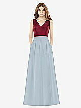 Front View Thumbnail - Mist & Burgundy Alfred Sung Bridesmaid Dress D753
