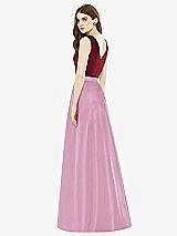 Rear View Thumbnail - Powder Pink & Burgundy Alfred Sung Bridesmaid Dress D753